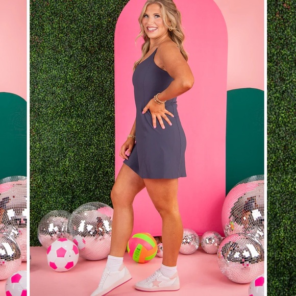 Spanx The Get Moving Easy Access Ribbed Straight Dress Stretch Dark Storm Medium - Picture 8 of 16